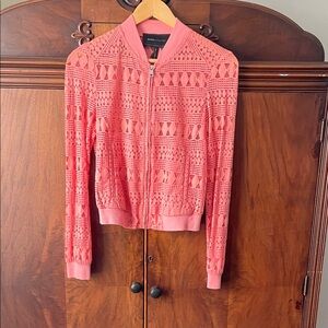 BCBGMaxAzria Coral Textured Bomber Jacket